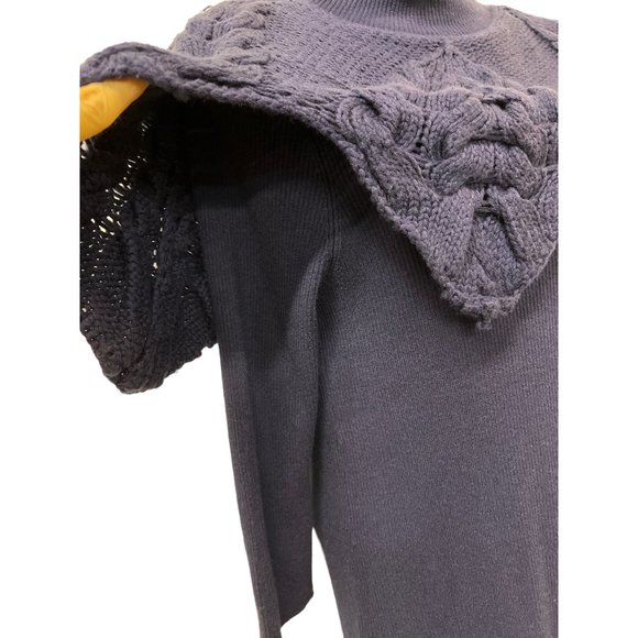 Vivienne Tam Dresses Purple Indigo Knit Shawl Sweater Dress - Picture 6 of 9